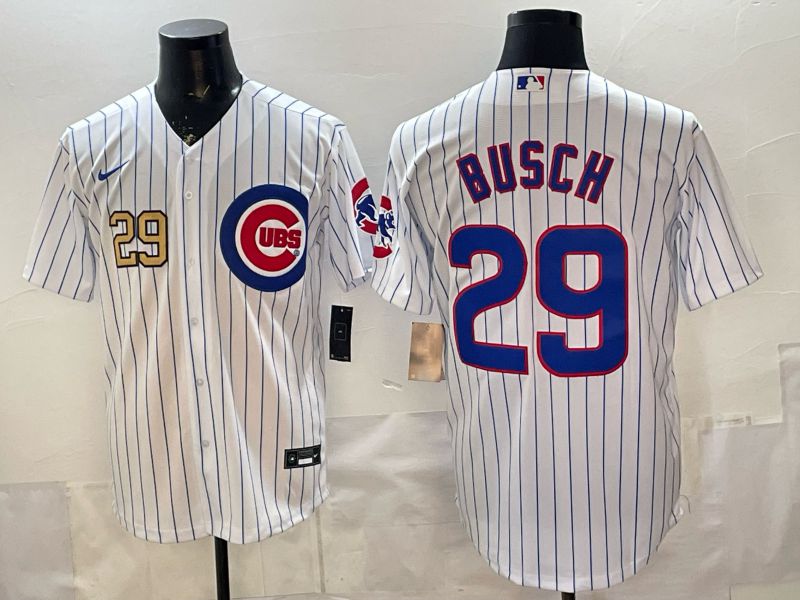 Men Chicago Cubs #29 Busch White Stripe Game 2026 Nike MLB Jersey style 003